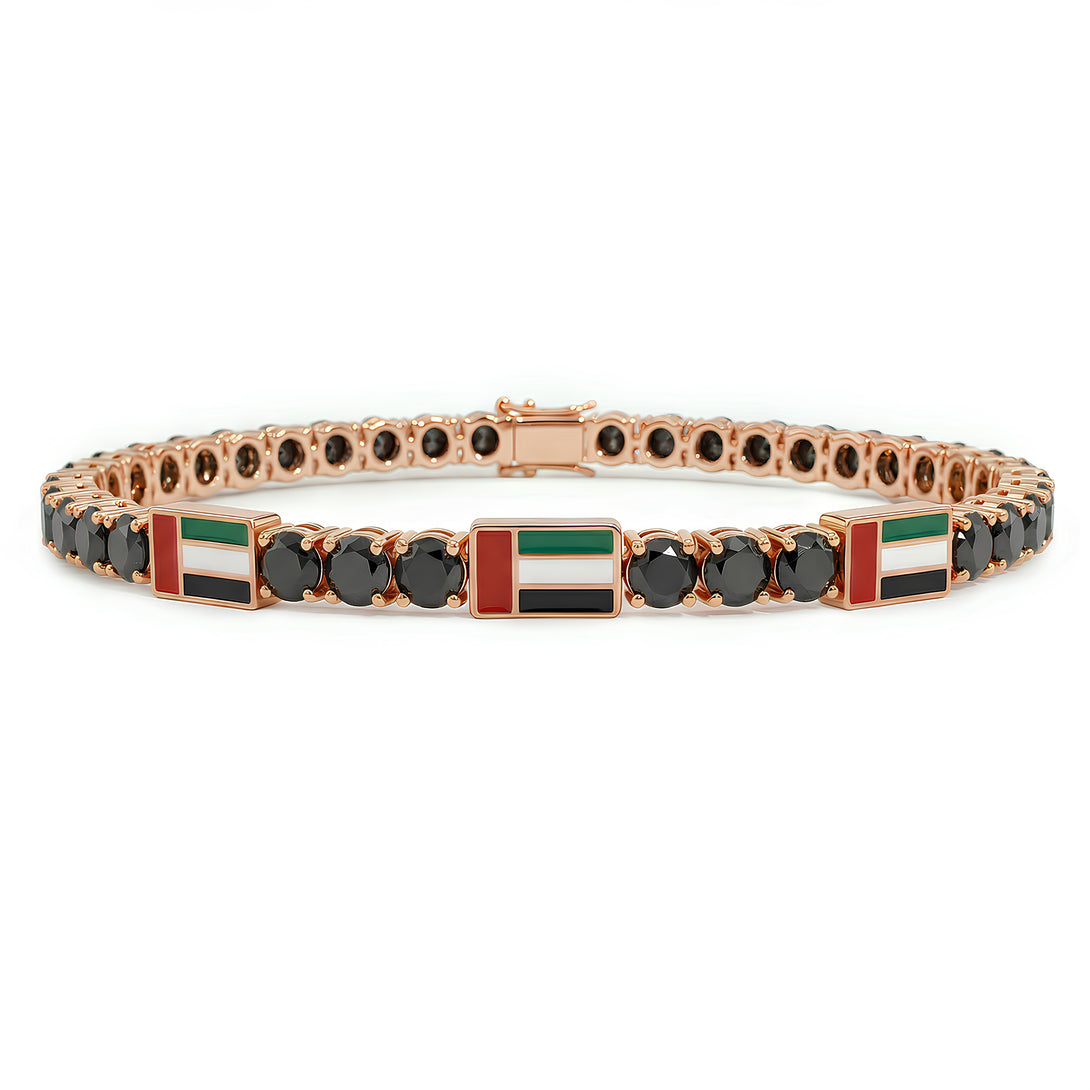 Black Diamond Tennis Bracelet with United Arab Emirates Flag no. 8