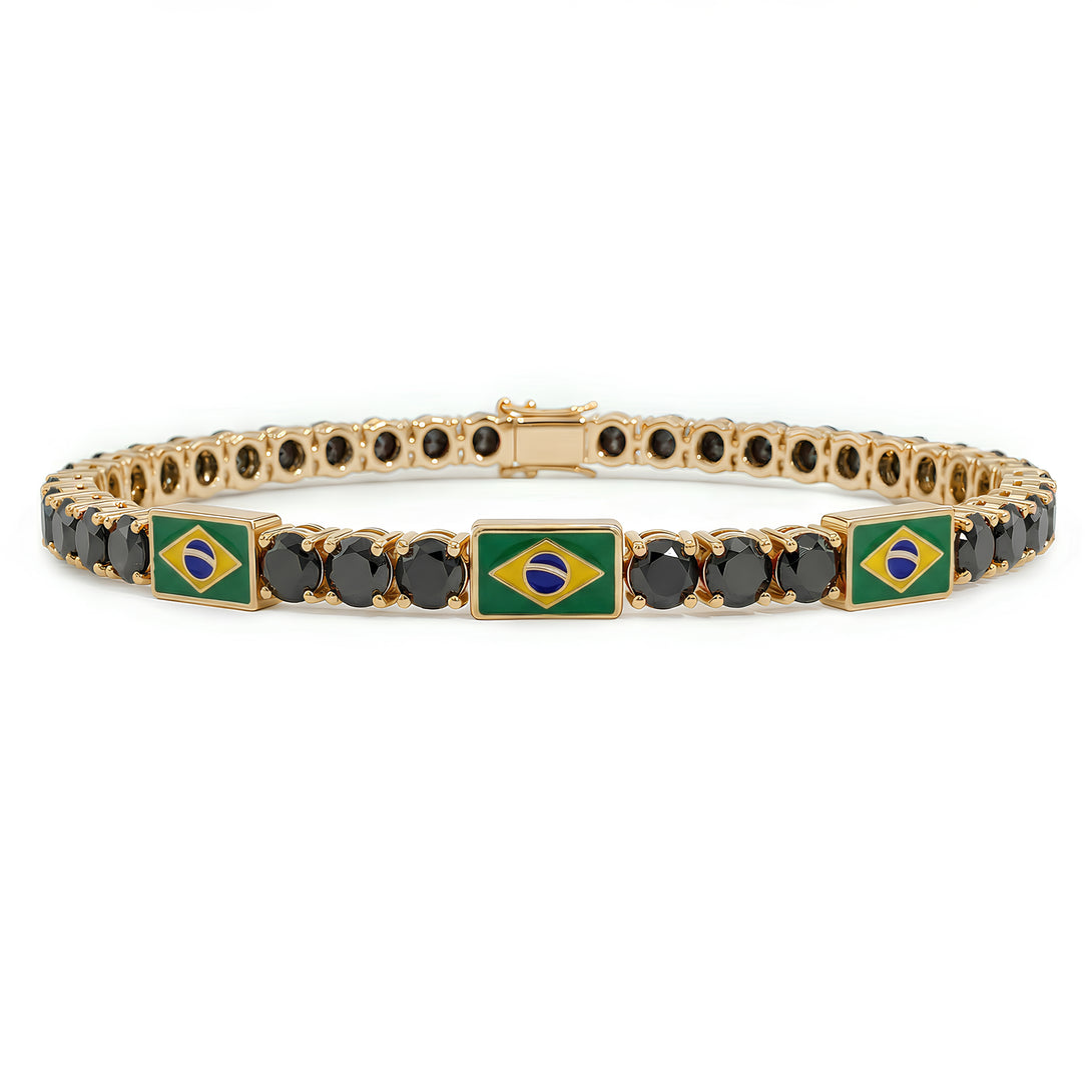 Black Diamond Tennis Bracelet with Brazil Flag no. 7