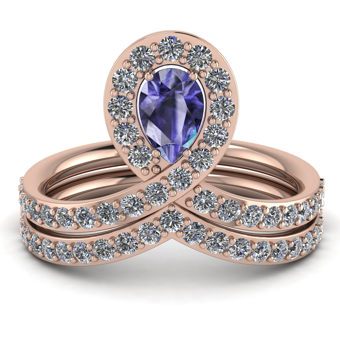 Tanzanite Pear Shape Stacking Bridal Set - Emilia No. 202