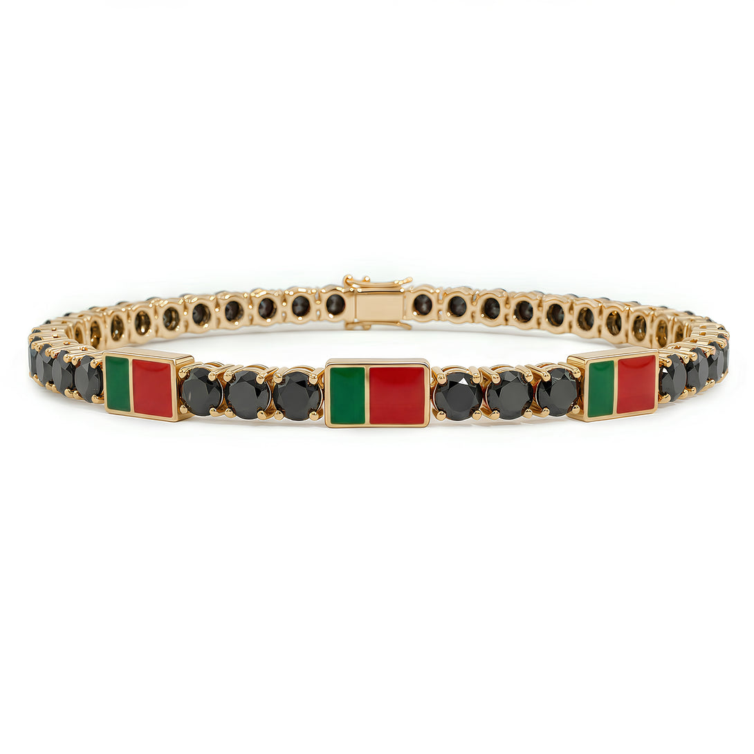Black Diamond Tennis Bracelet with Portugal Flag no. 7