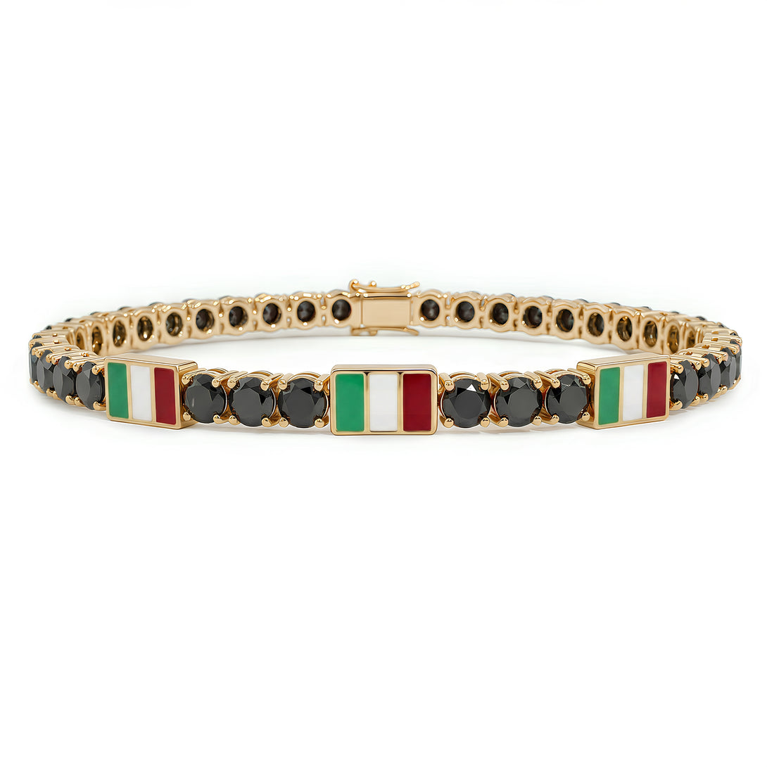 Black Diamond Tennis Bracelet with Italy Flag no. 7