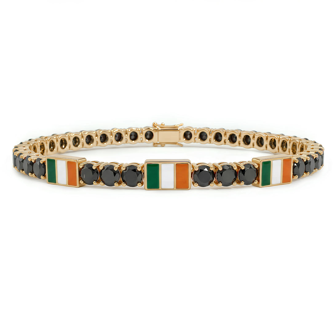 Black Diamond Tennis Bracelet with Ireland Flag no. 7