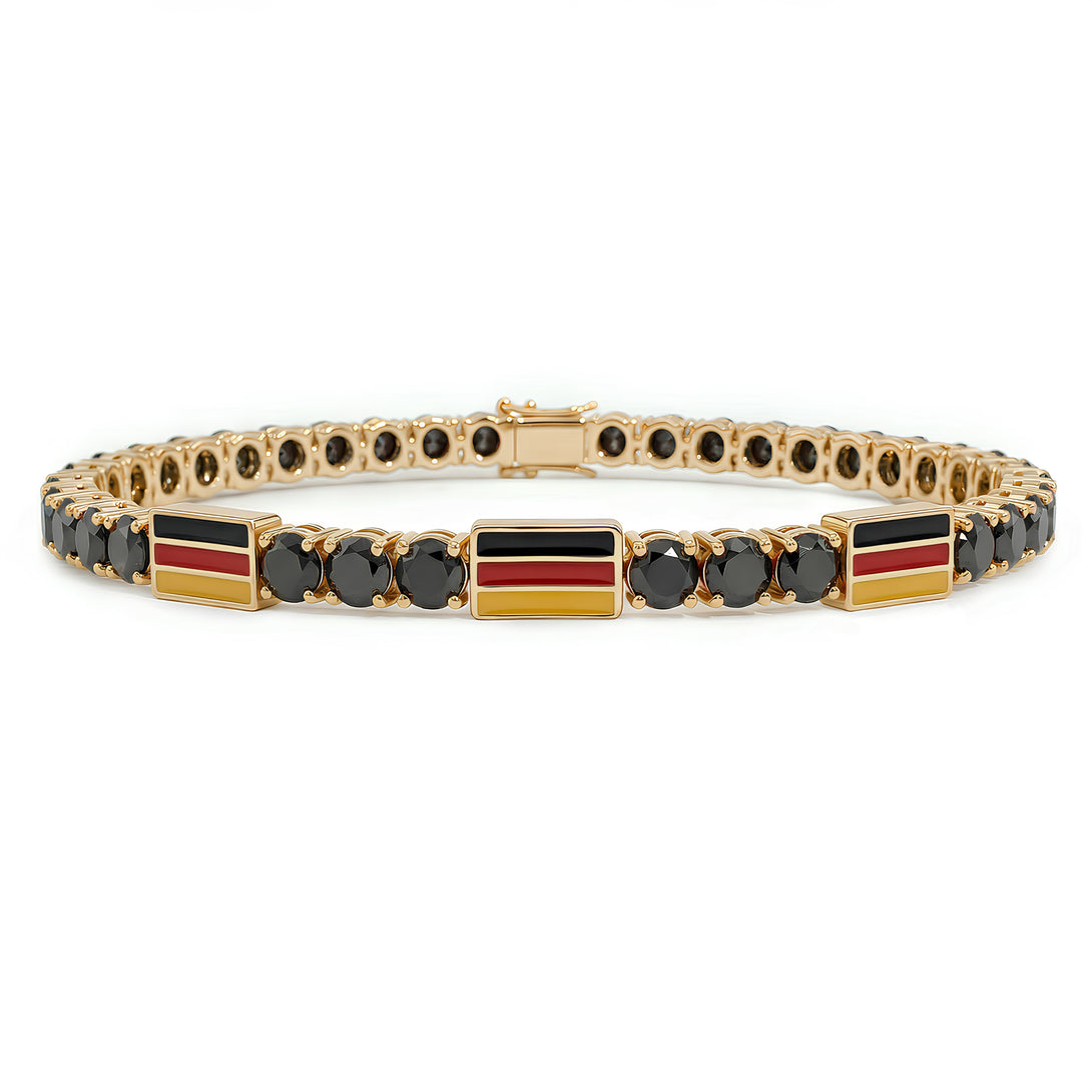 Black Diamond Tennis Bracelet with Germany Flag no. 7