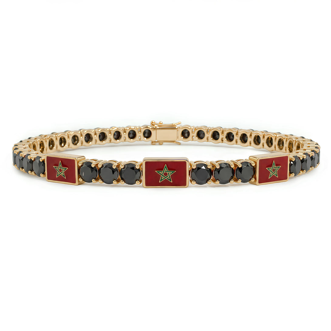 Black Diamond Tennis Bracelet with Morocco Flag no. 7