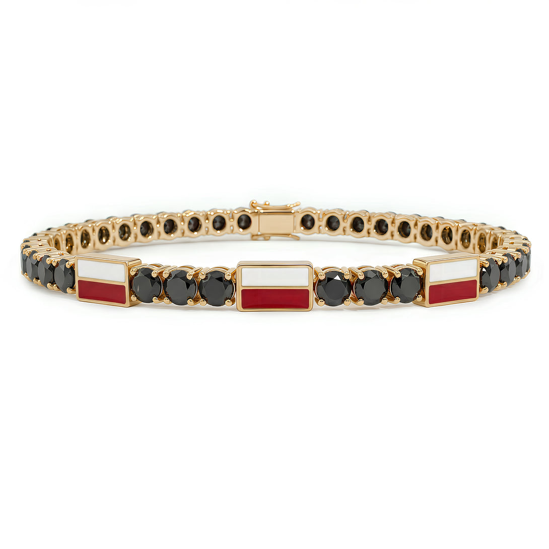 Black Diamond Tennis Bracelet with Poland Flag no. 7