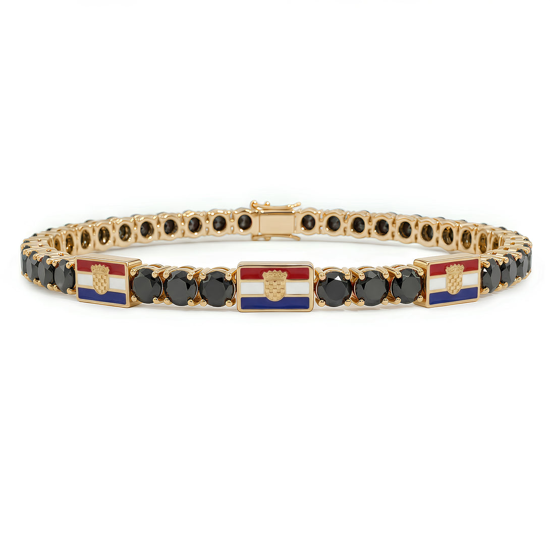 Black Diamond Tennis Bracelet with Croatia Flag no. 7