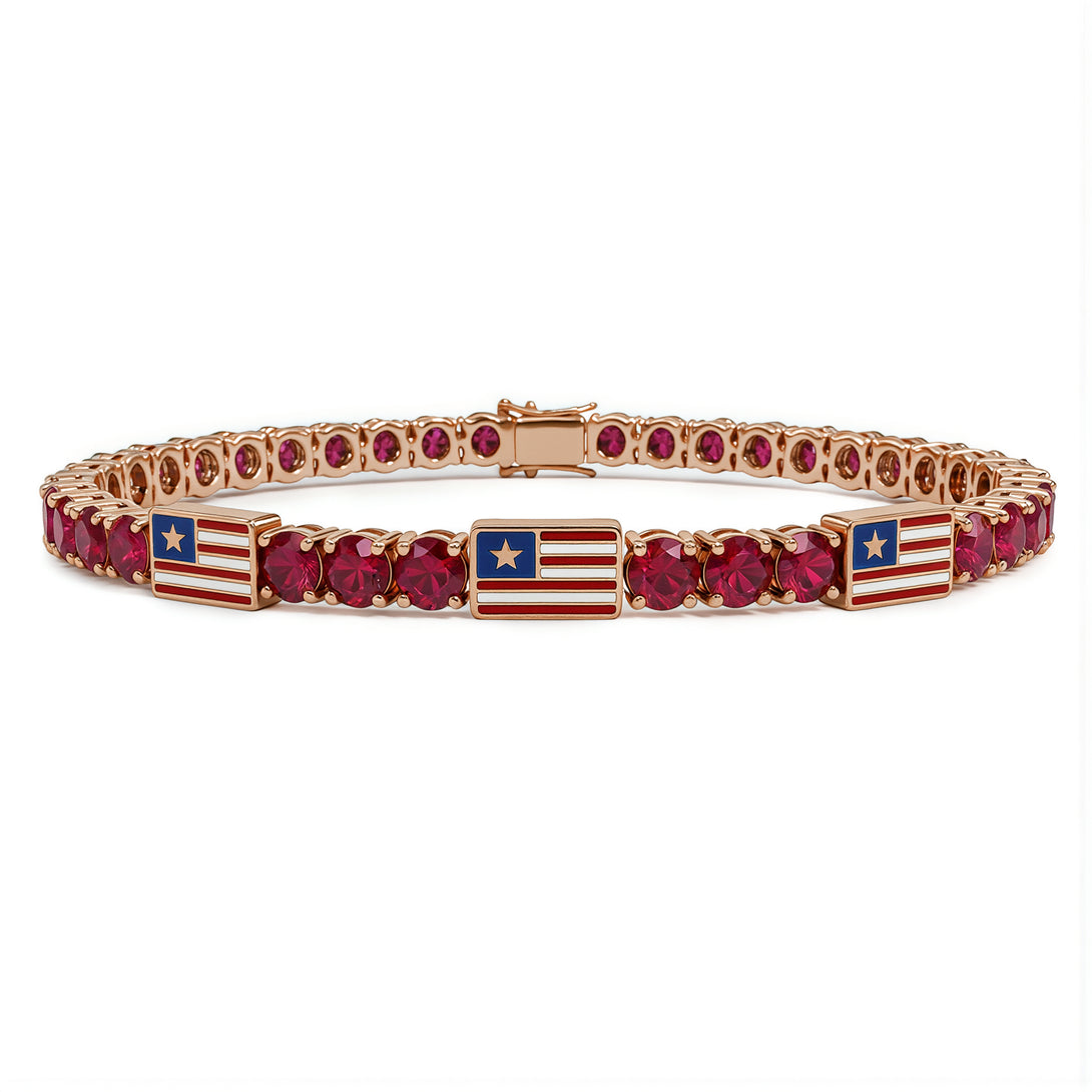 Ruby Tennis Bracelet with United States Flag no. 11