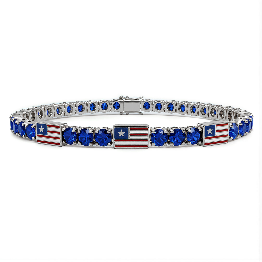 Sapphire Tennis Bracelet with United States Flag no. 15