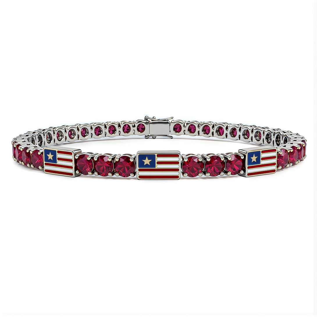 Ruby Tennis Bracelet with United States Flag no. 12