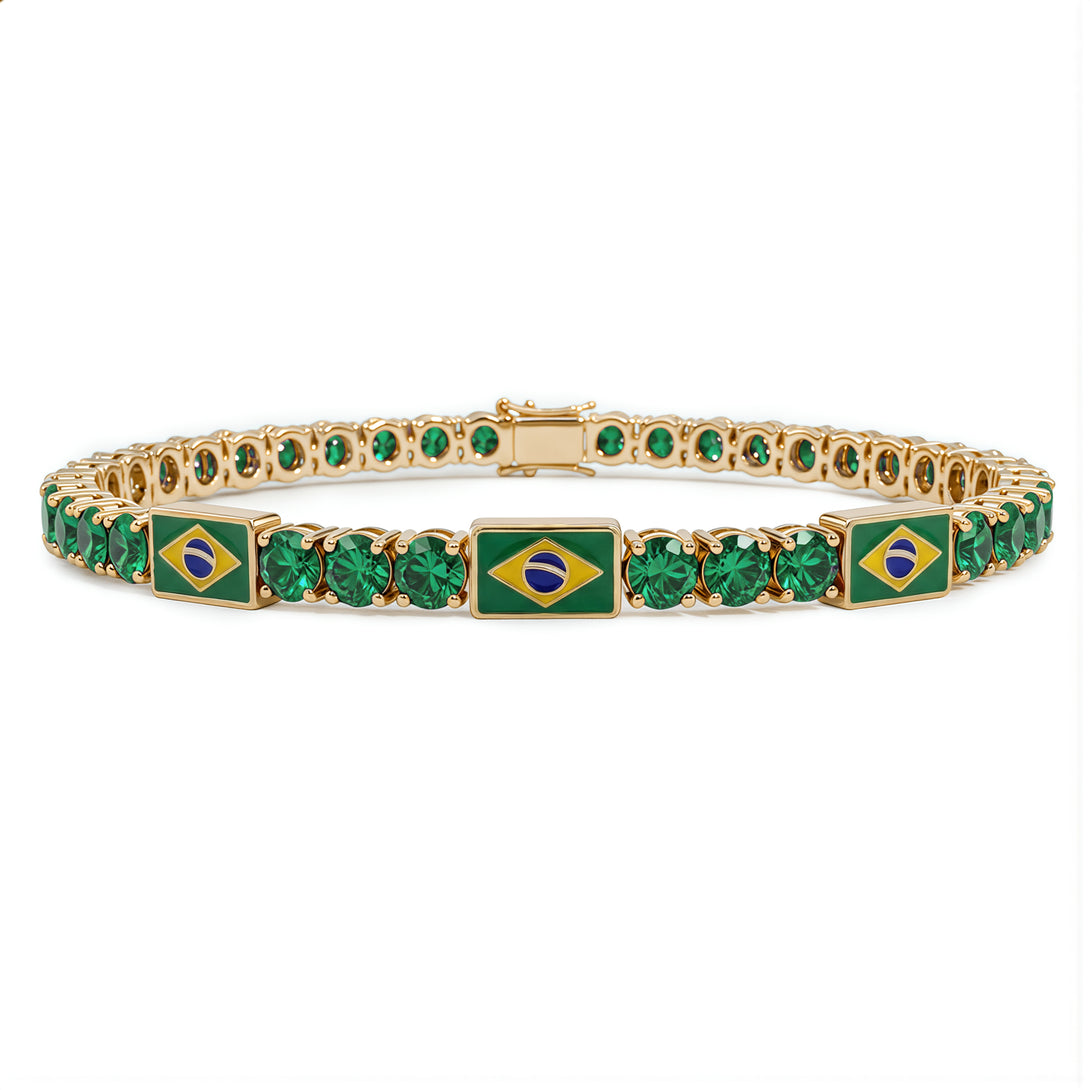 Emerald Tennis Bracelet with Brazil Flag no. 4