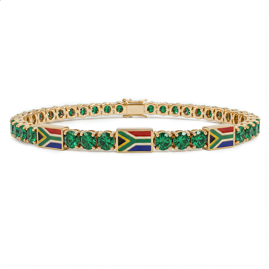 Emerald Tennis Bracelet with South Africa Flag no. 4