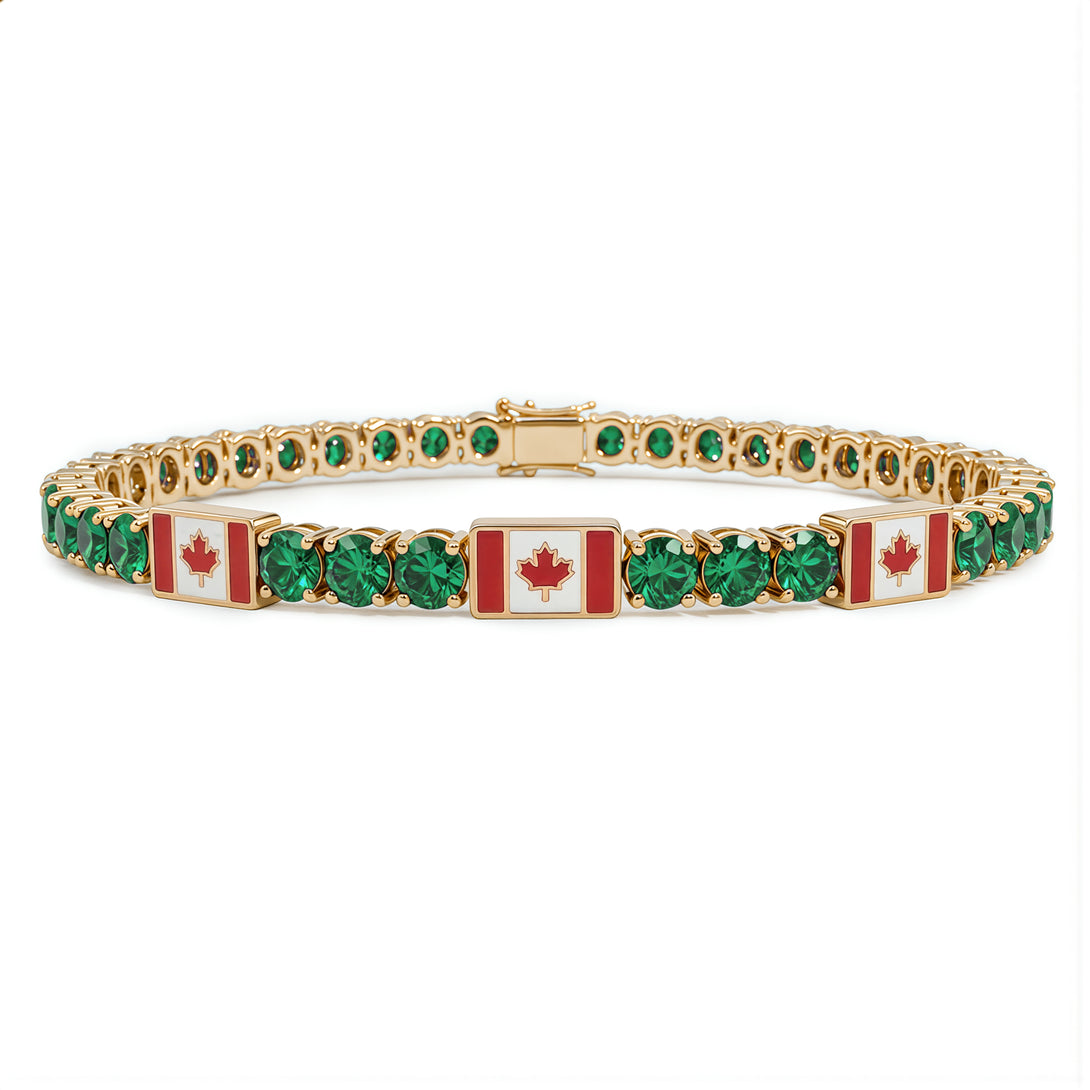 Emerald Tennis Bracelet with Canada Flag no. 4