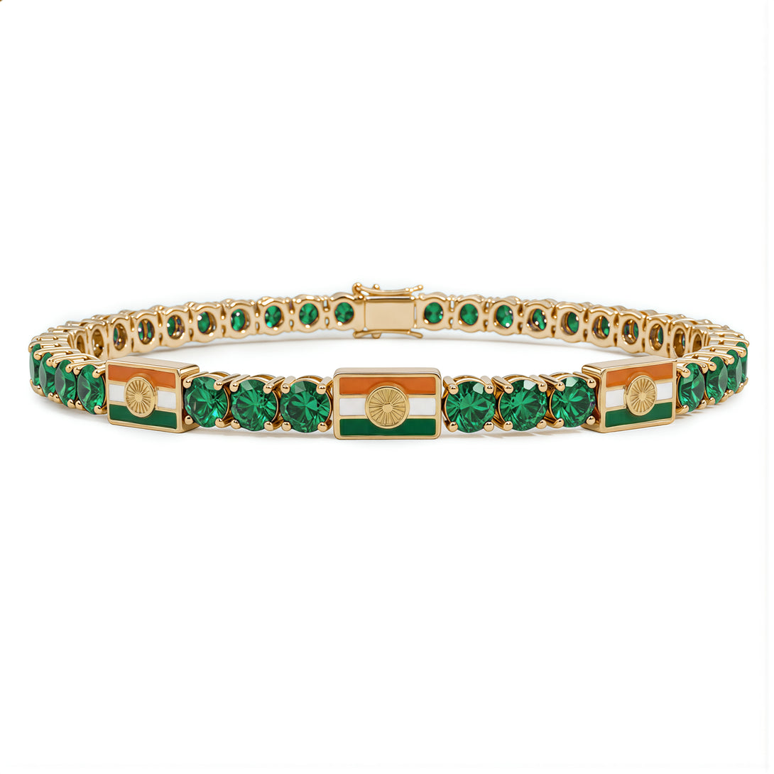 Emerald Tennis Bracelet with India Flag no. 4