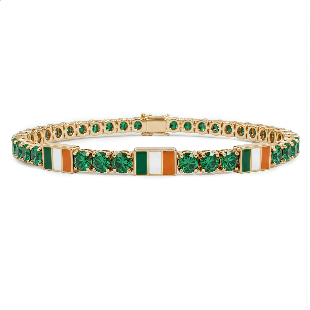 Emerald Tennis Bracelet with Ireland Flag no. 4