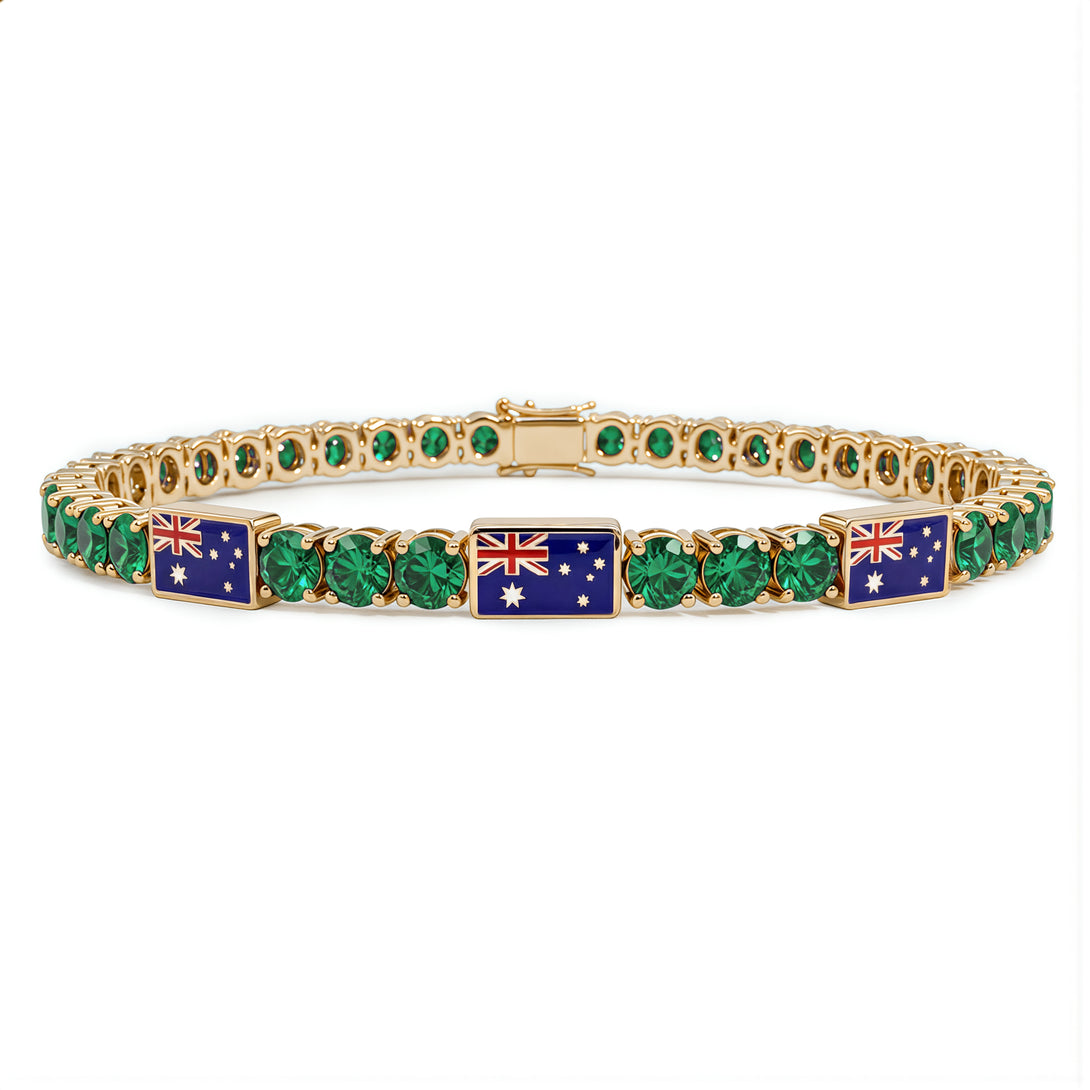 Emerald Tennis Bracelet with Australia Flag no. 4