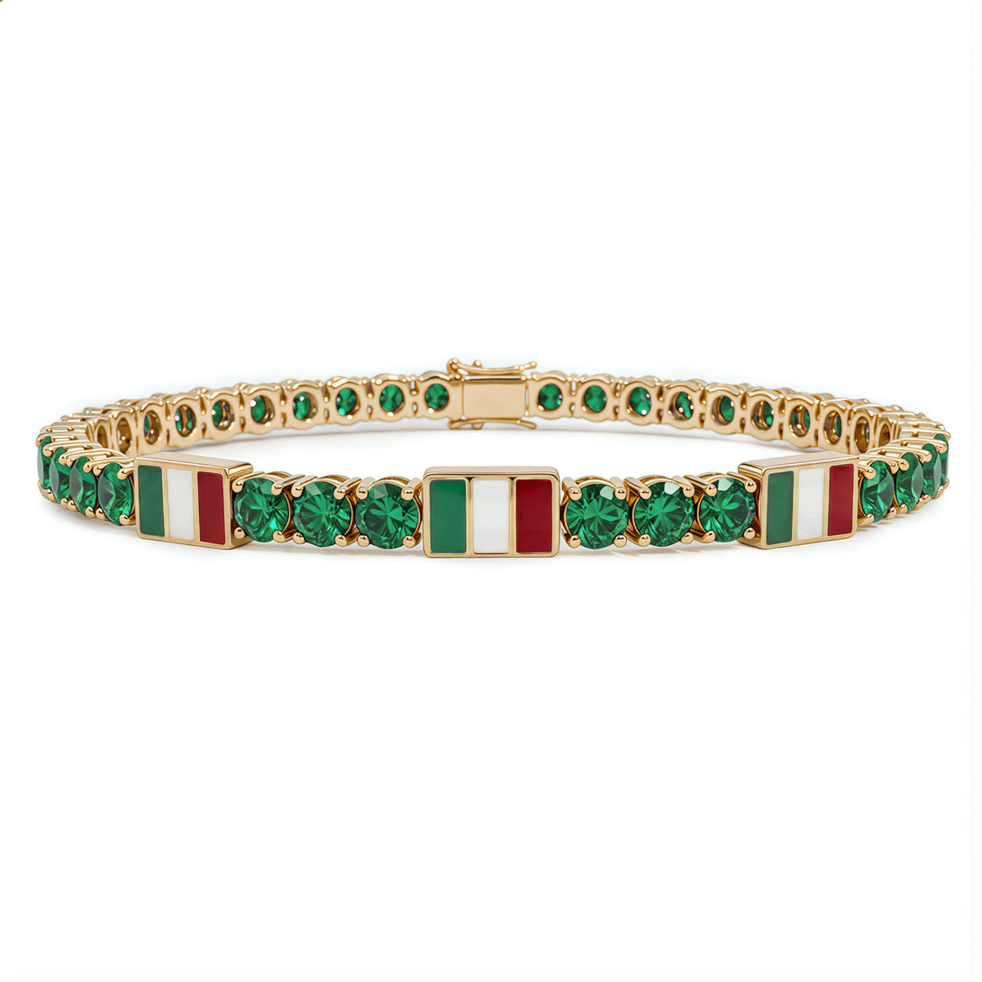 Emerald Tennis Bracelet with Mexico Flag no. 4