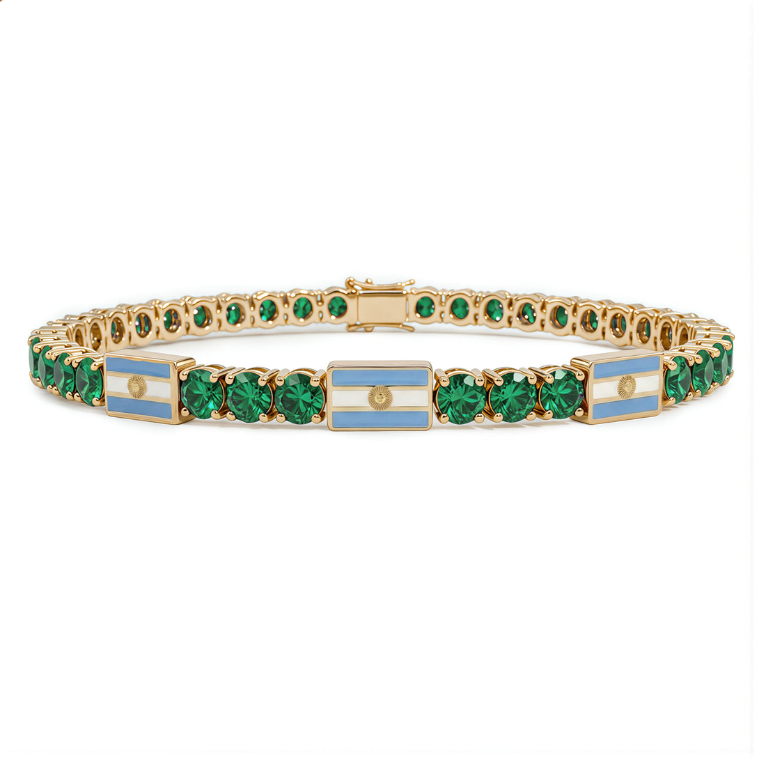 Emerald Tennis Bracelet with Argentina Flag no. 4