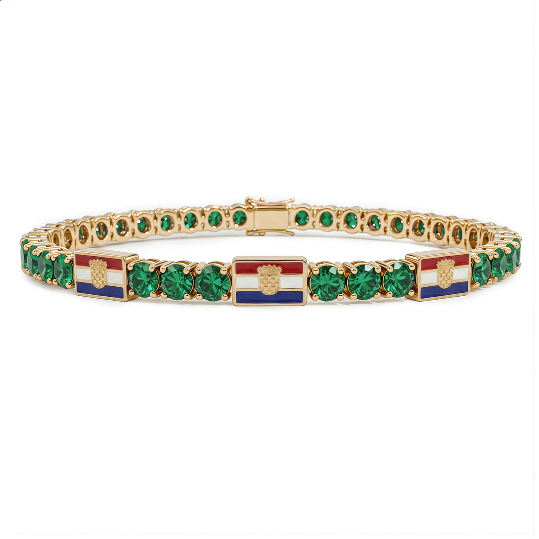 Emerald Tennis Bracelet with Croatia Flag no. 4