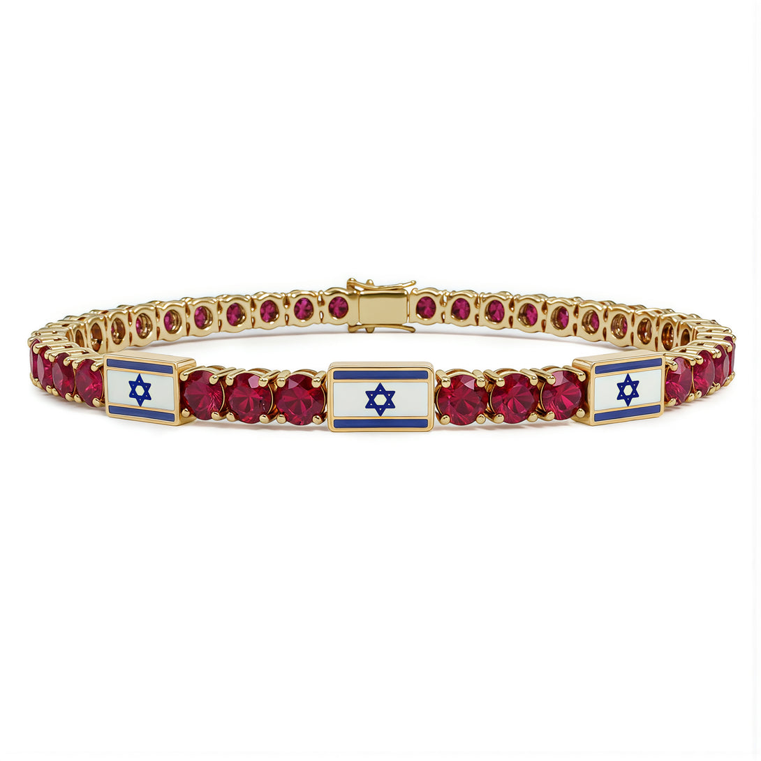 Ruby Tennis Bracelet with Israeli Flag no. 10