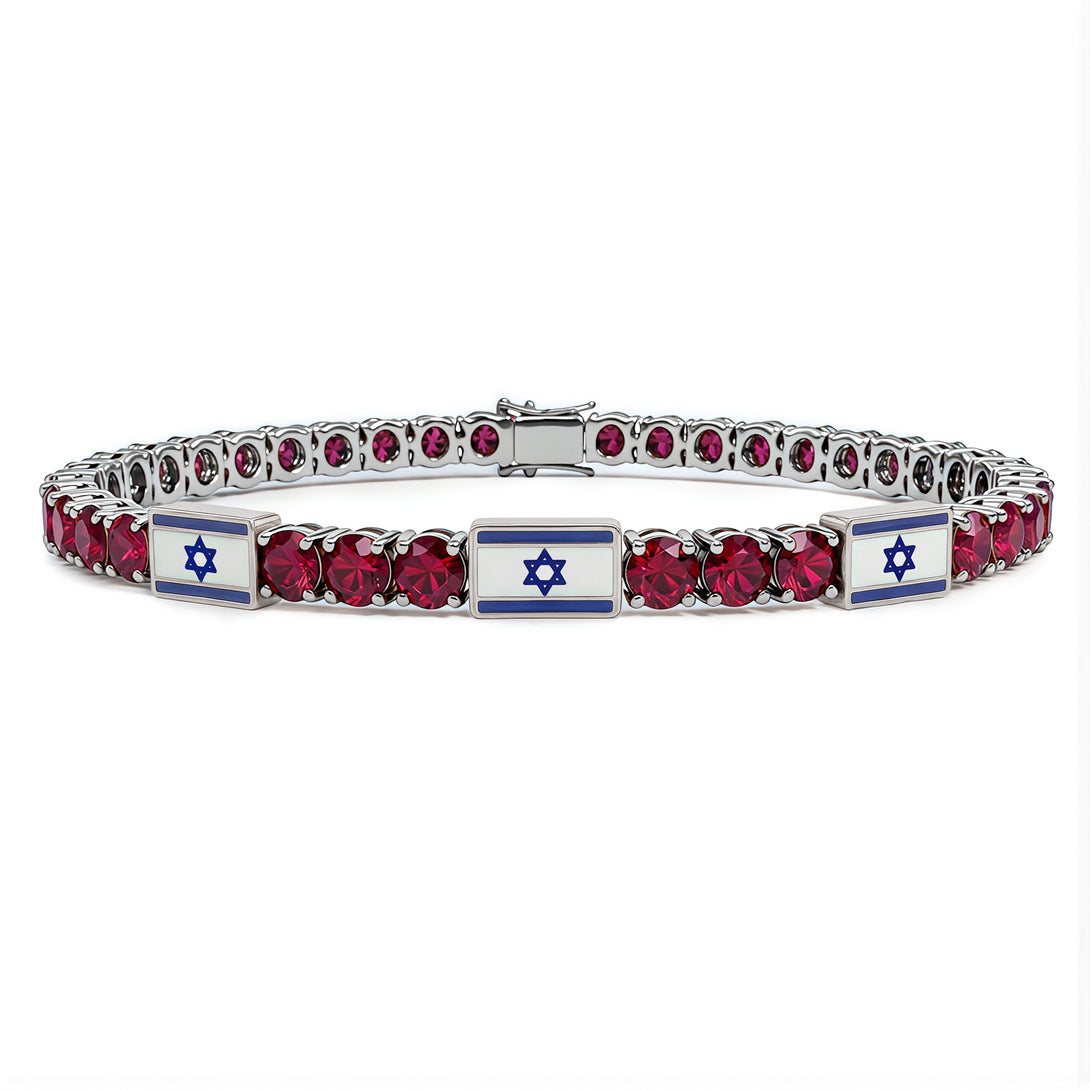 Ruby Tennis Bracelet with Israeli Flag no. 12