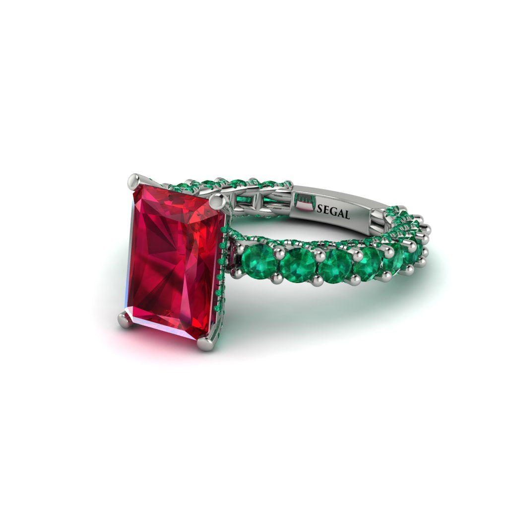 4Ct Radiant Cut Ruby Engagement Ring - Serenity No. 27