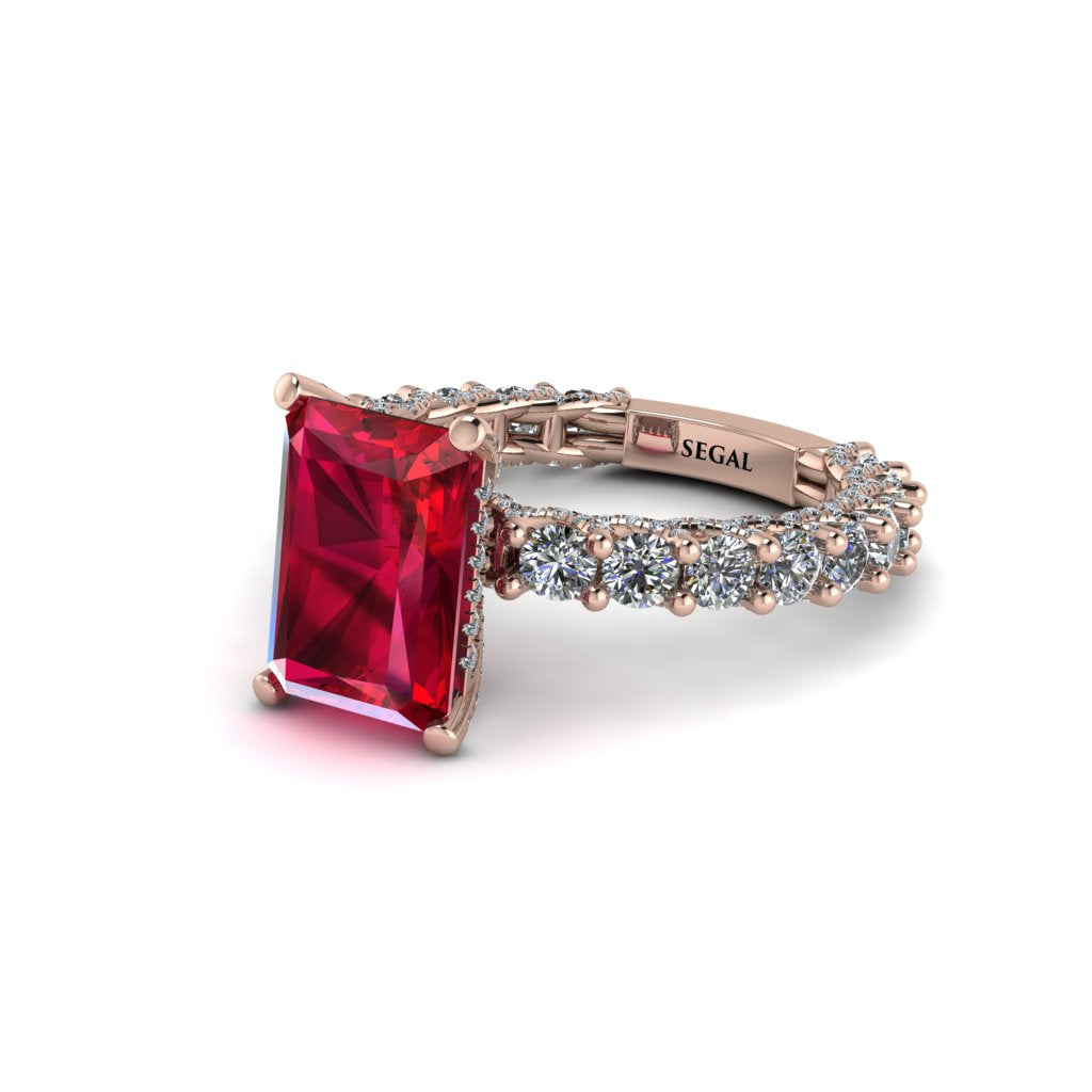 4Ct Radiant Cut Ruby Engagement Ring - Serenity No. 11