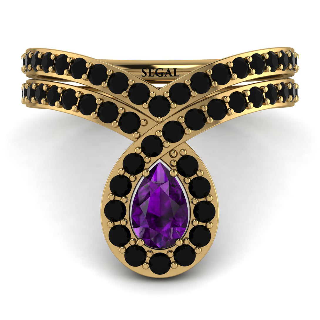 Amethyst Pear Shape Stacking Bridal Set - Emilia No. 307
