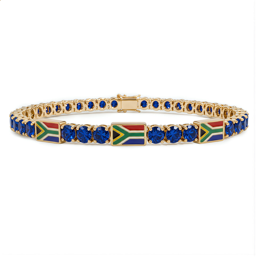 Sapphire Tennis Bracelet with South Africa Flag no. 13