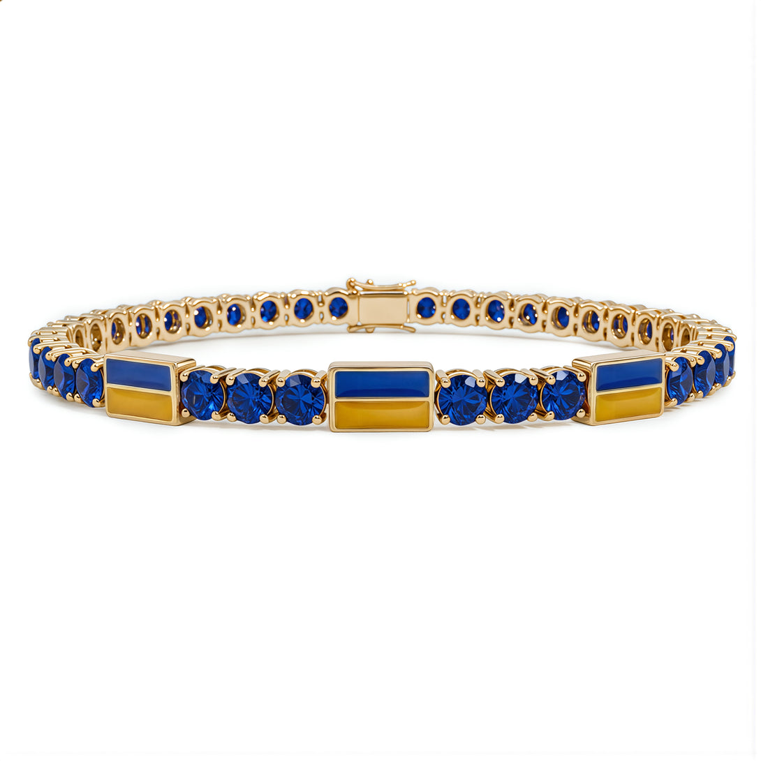 Sapphire Tennis Bracelet with Ukraine Flag no. 13