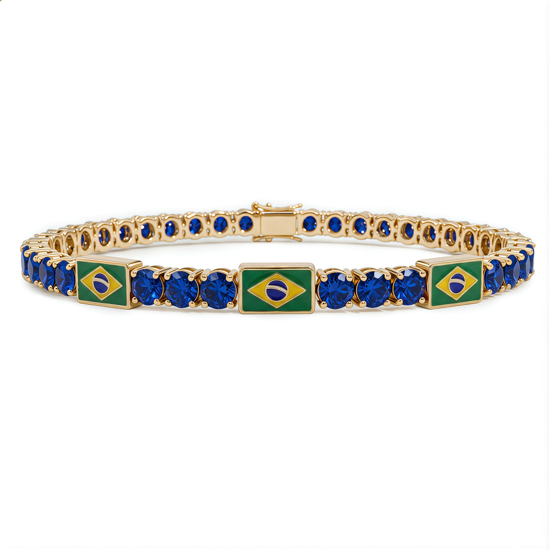 Sapphire Tennis Bracelet with Brazil Flag no. 13