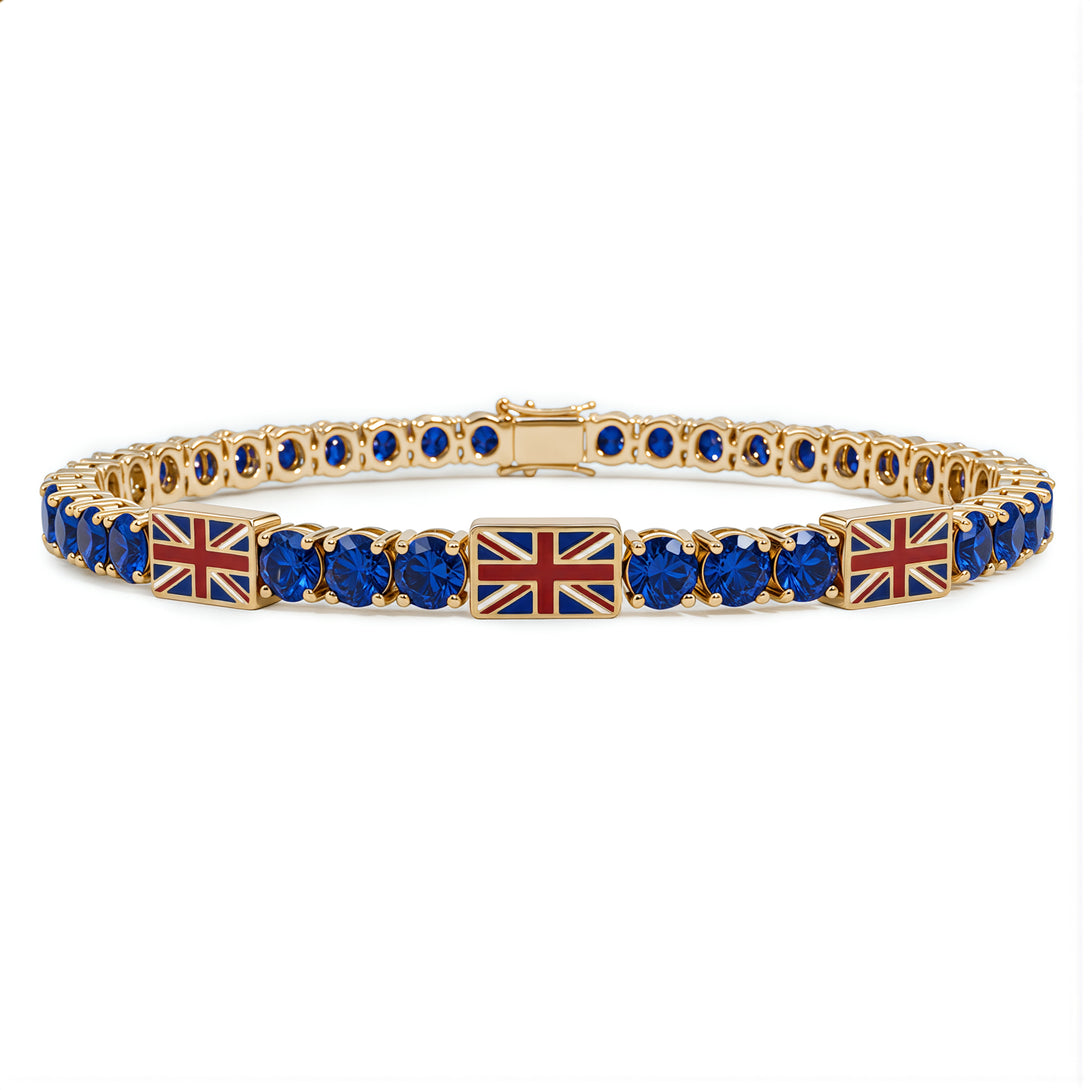 Sapphire Tennis Bracelet with United Kingdom Flag no. 13