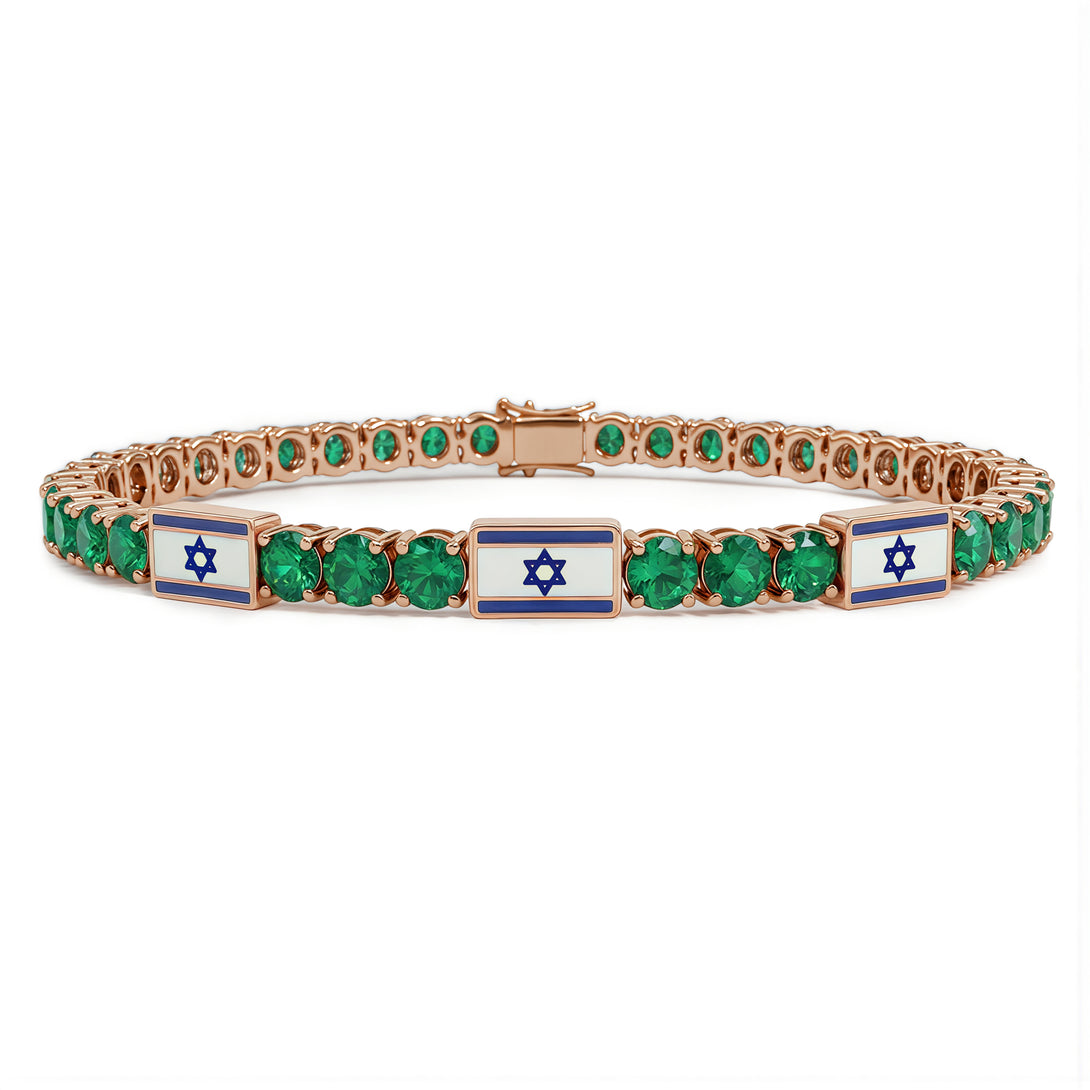 Emerald Tennis Bracelet with Israeli Flag no. 5