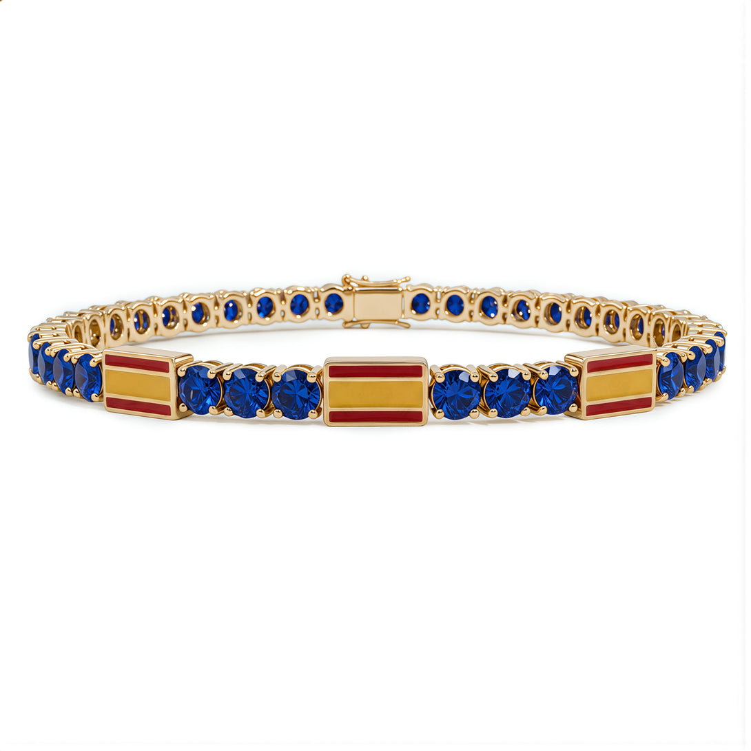 Sapphire Tennis Bracelet with Spain Flag no. 13