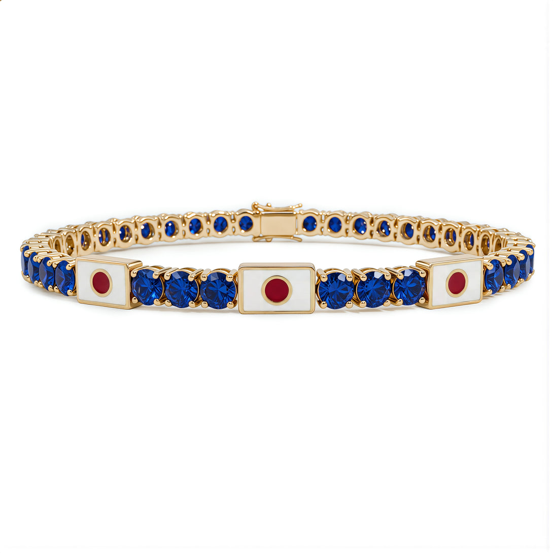 Sapphire Tennis Bracelet with Japan Flag no. 13