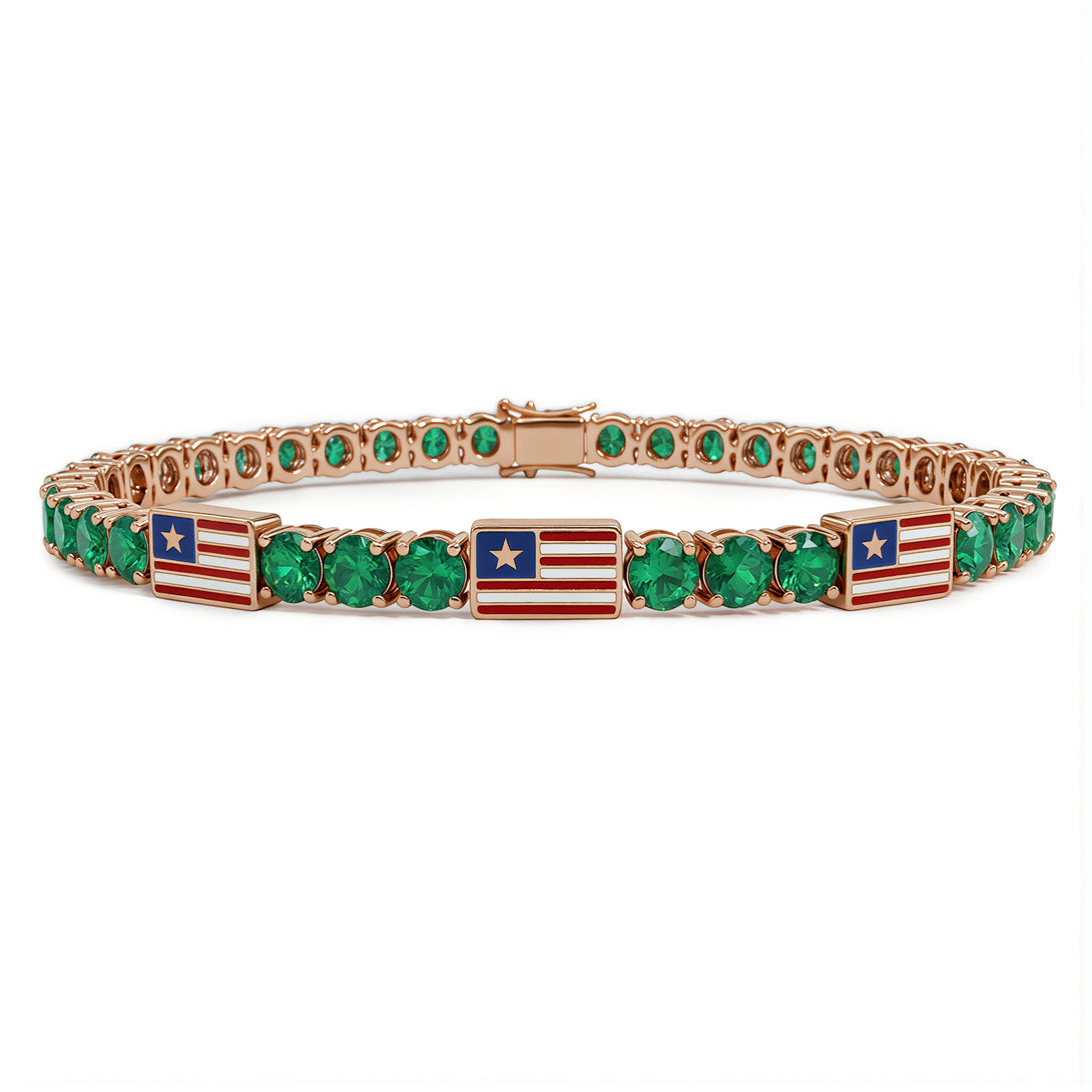 Emerald Tennis Bracelet with United States Flag no. 5