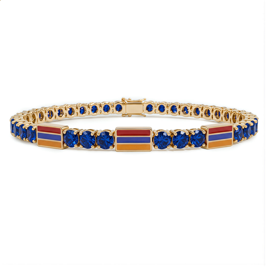 Sapphire Tennis Bracelet with Armenia Flag no. 13