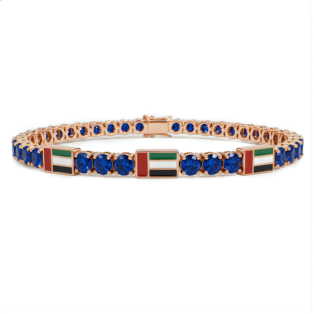 Sapphire Tennis Bracelet with United Arab Emirates Flag no. 14