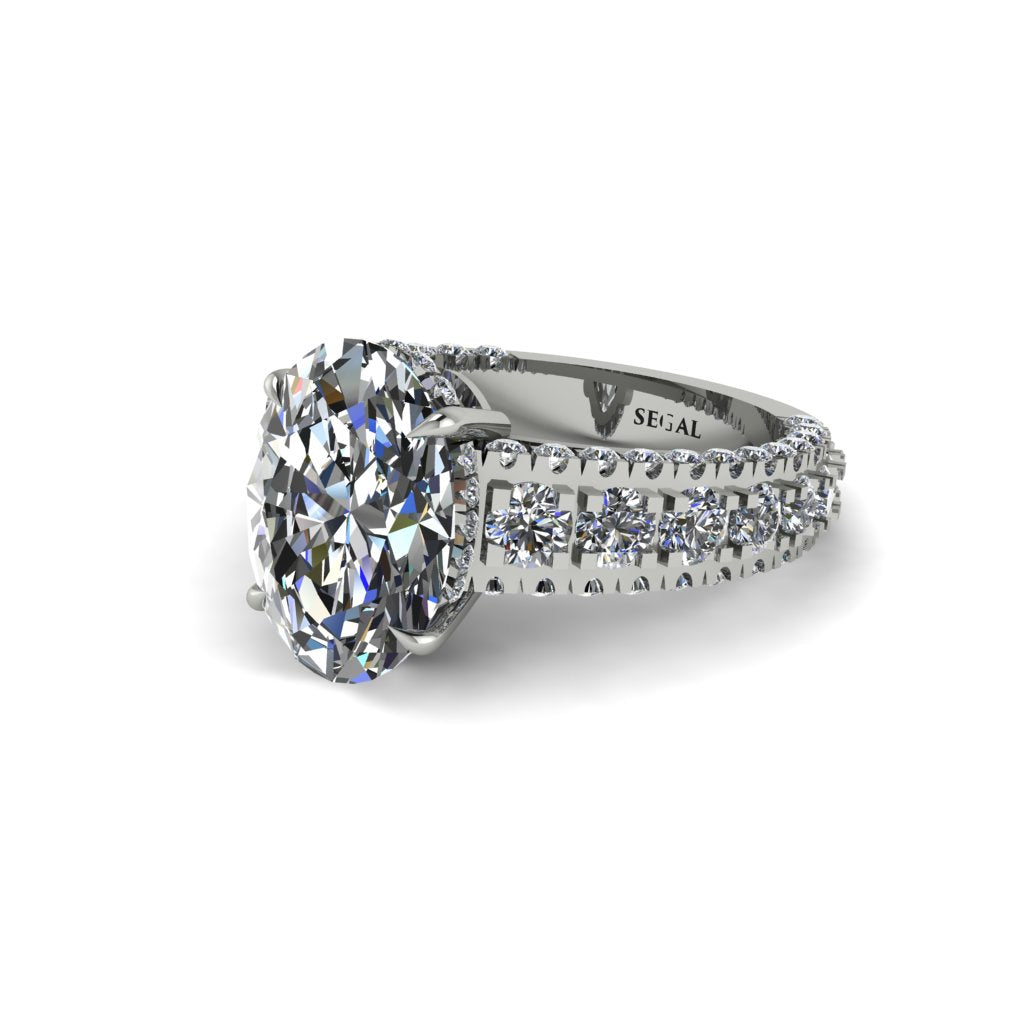 4ct Oval Cut Diamond Pave Engagement Ring - Selah No. 3