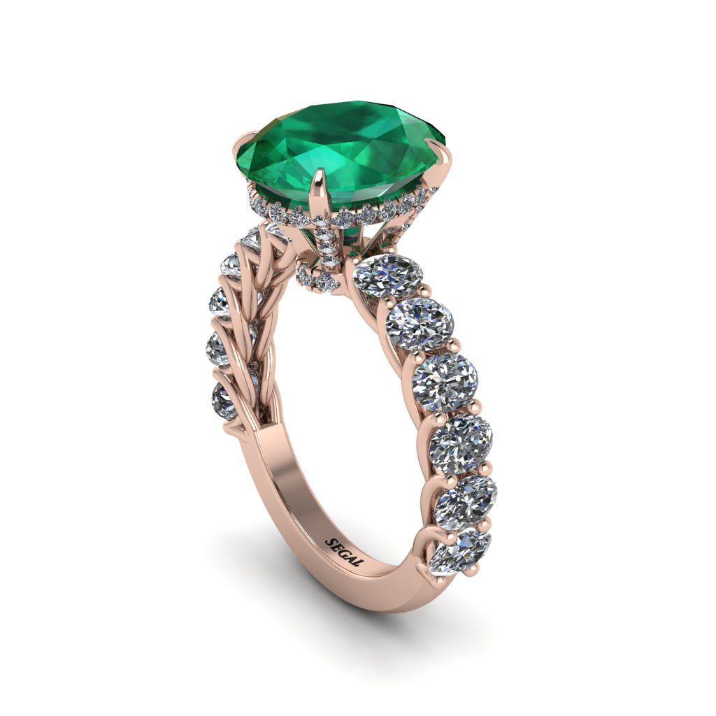 4ct Oval Cut Emerald Engagement Ring - Xena No. 5
