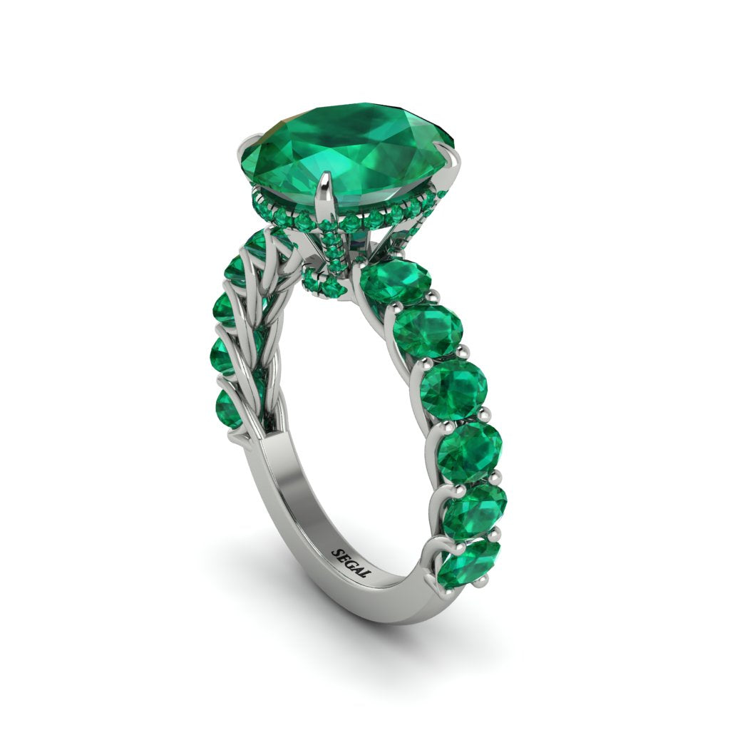 4ct Oval Cut Emerald Engagement Ring - Xena No. 21
