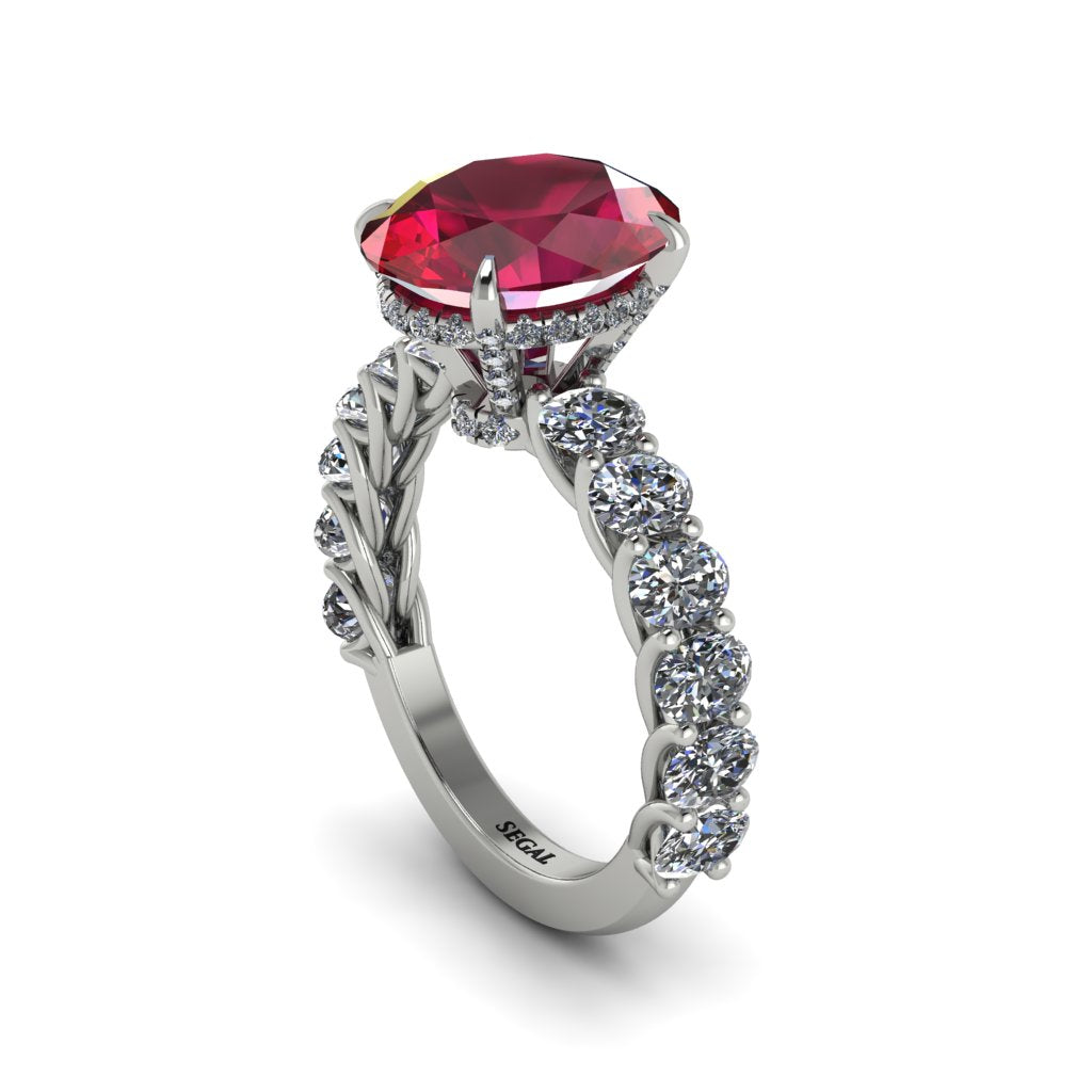 4ct Oval Cut Ruby Engagement Ring - Xena No. 12