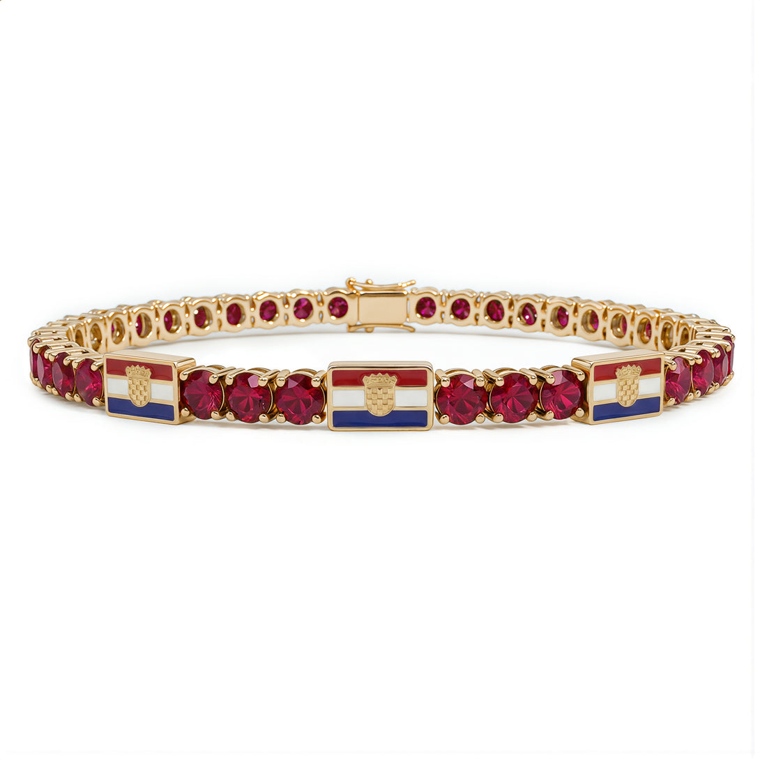 Ruby Tennis Bracelet with Croatia Flag no. 10