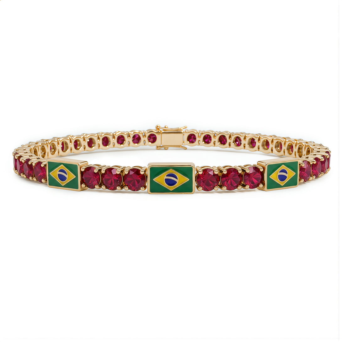 Ruby Tennis Bracelet with Brazil Flag no. 10