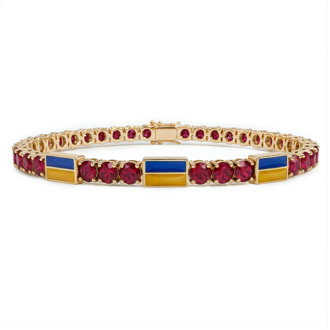 Ruby Tennis Bracelet with Ukraine Flag no. 10