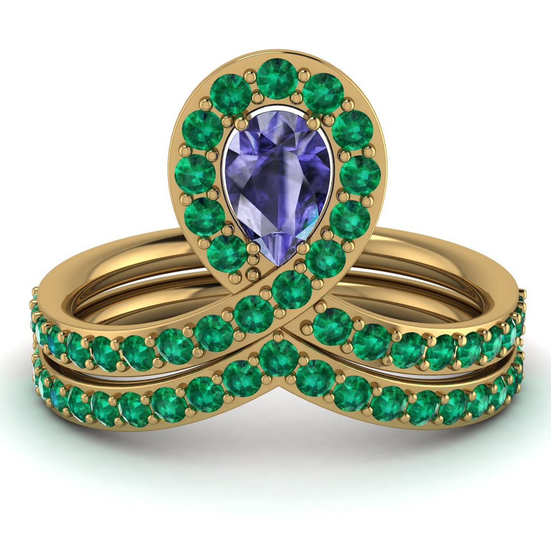 Tanzanite Pear Shape Stacking Bridal Set - Emilia No. 204