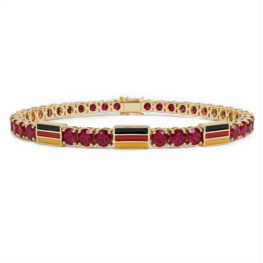 Ruby Tennis Bracelet with Germany Flag no. 10