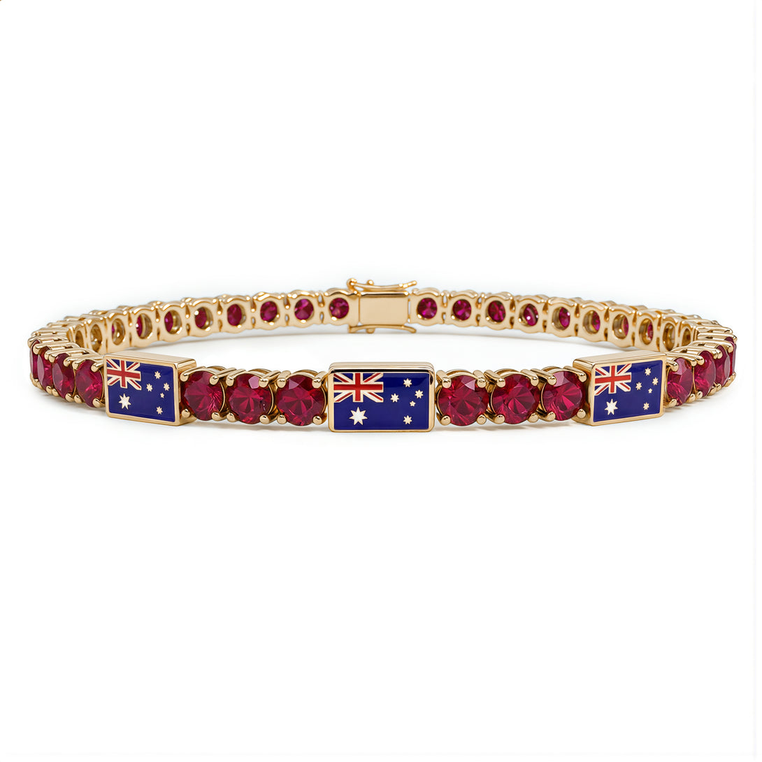Ruby Tennis Bracelet with Australia Flag no. 10