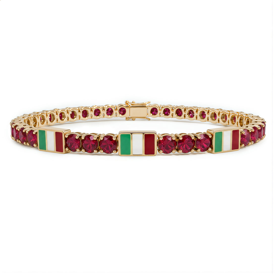 Ruby Tennis Bracelet with Italy Flag no. 10