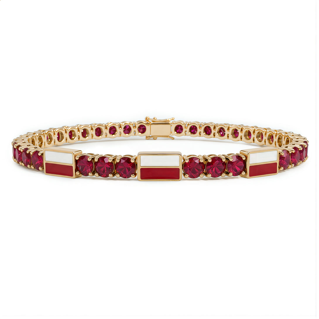 Ruby Tennis Bracelet with Poland Flag no. 10