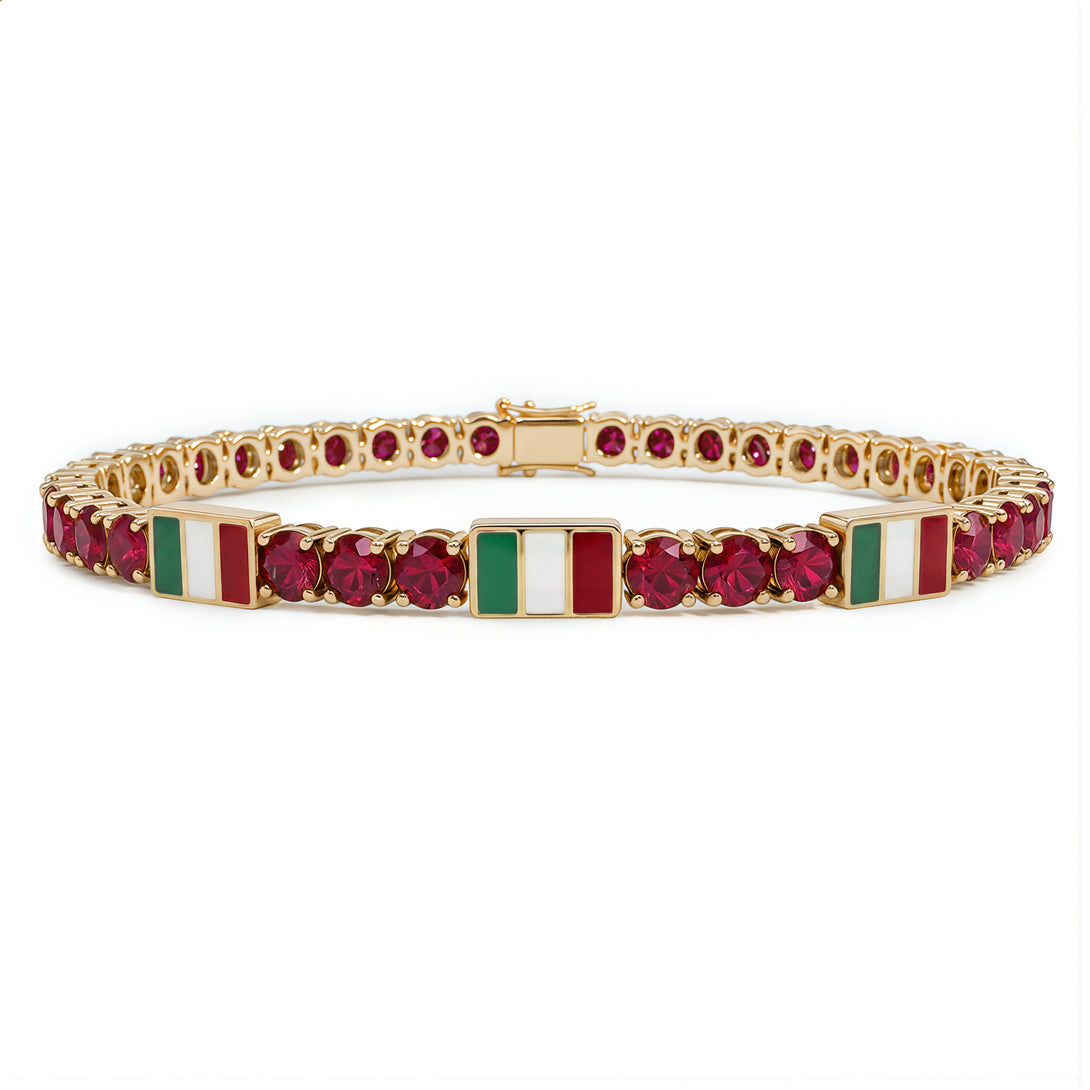 Ruby Tennis Bracelet with Mexico Flag no. 10